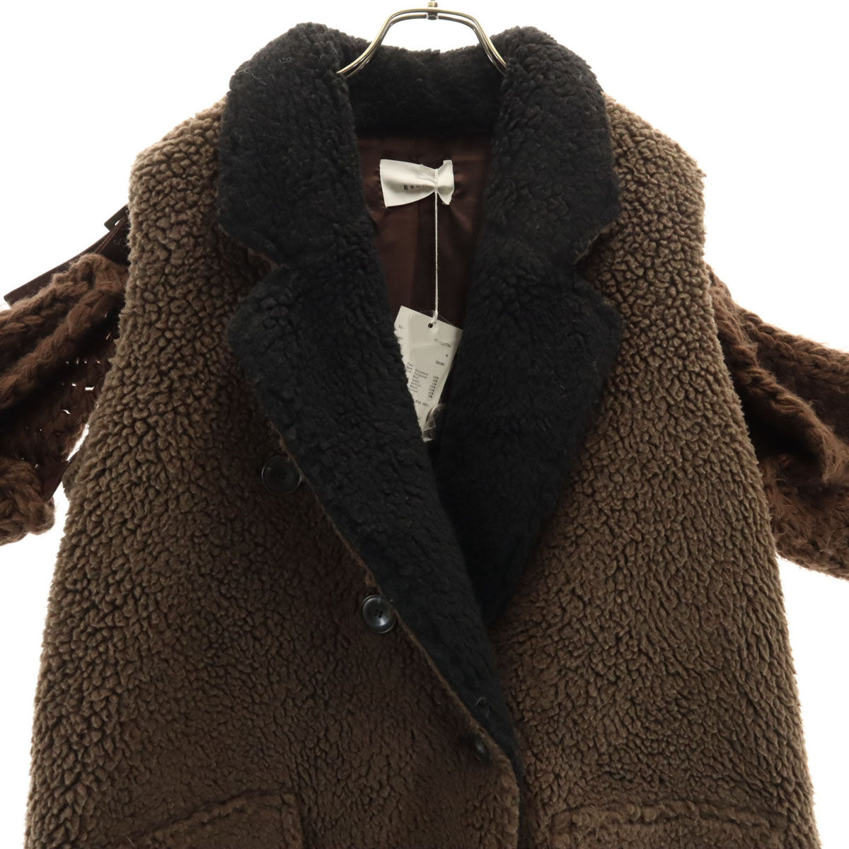 EZUMi Knit Sleeve Boa Coat Brown Size M
