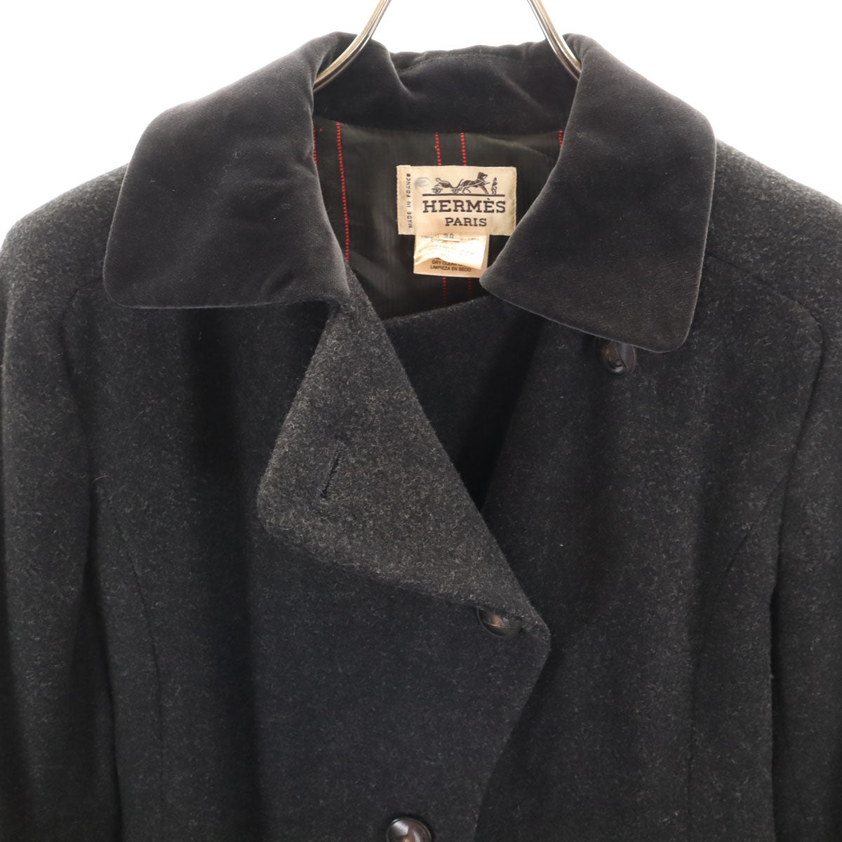HERMES French Wool Coat Gray Size 38