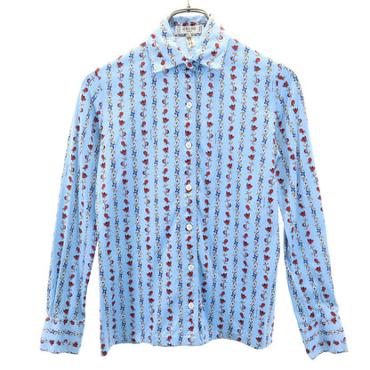 CELINE 90s Vintage Ladybug Print Long Light Blue Shirt Size 36