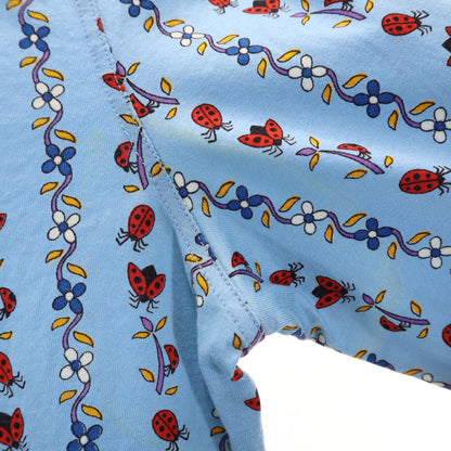 CELINE 90s Vintage Ladybug Print Long Light Blue Shirt Size 36