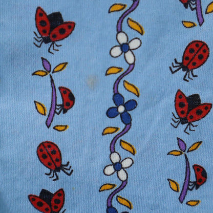 CELINE 90s Vintage Ladybug Print Long Light Blue Shirt Size 36