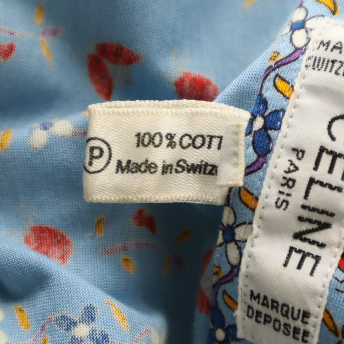 CELINE 90s Vintage Ladybug Print Long Light Blue Shirt Size 36