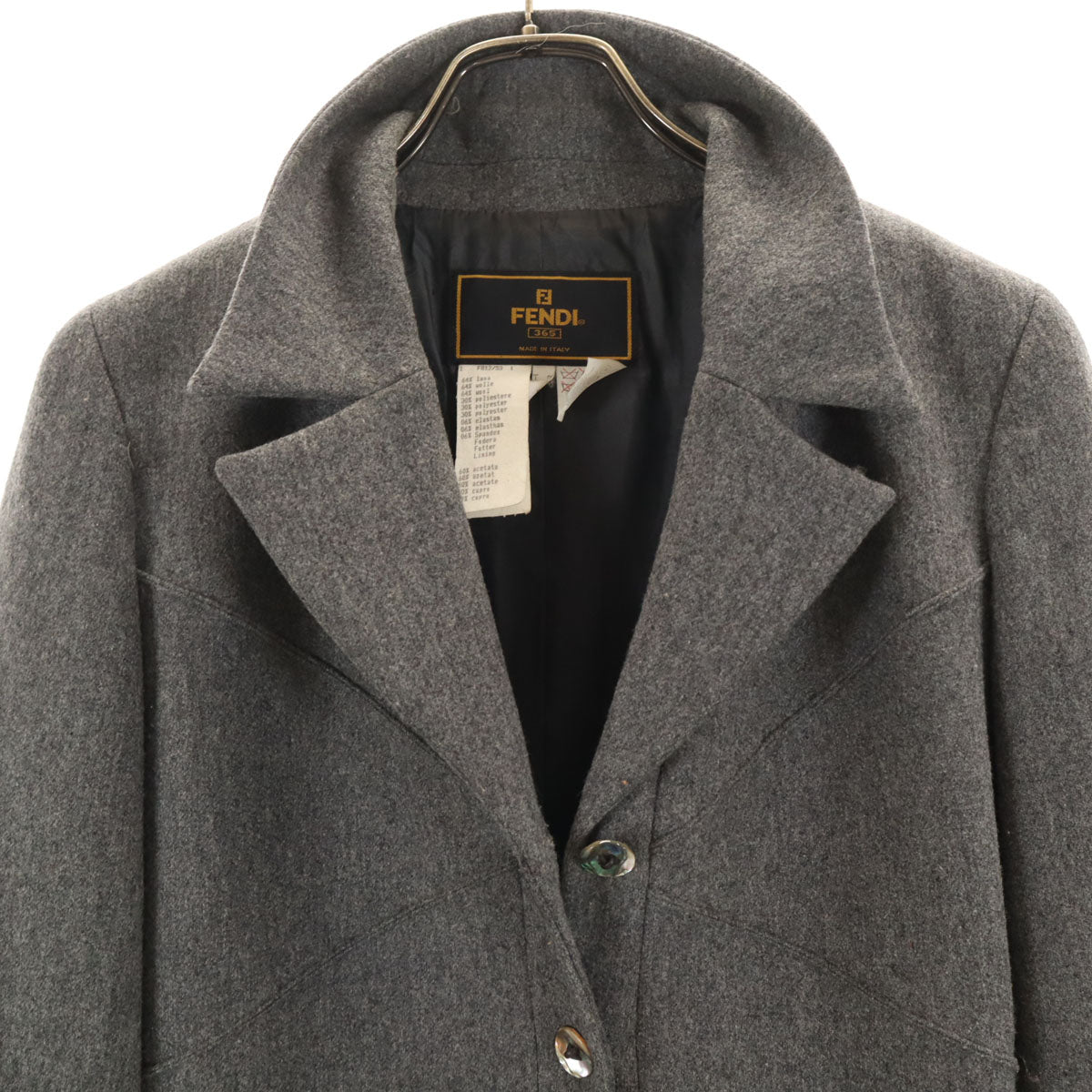 FENDI 90s Italian Made Wool Jacket Gray Size 42