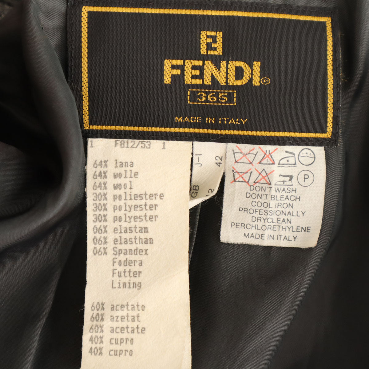 FENDI 90s Italian Made Wool Jacket Gray Size 42
