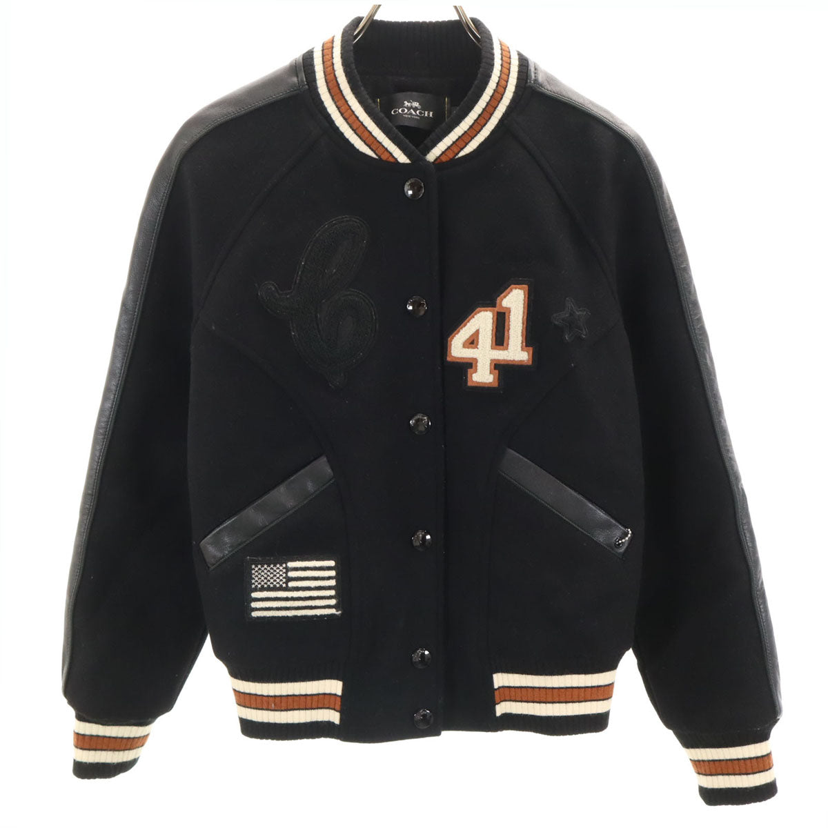 COACH Padded Varsity Jacket Black Size XS