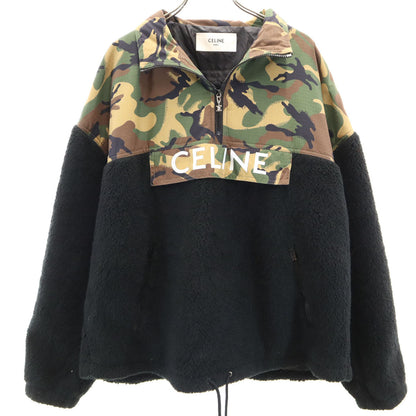 CELINE Camo Panel Half-Zip Bi-Material Jacket Black Size 48