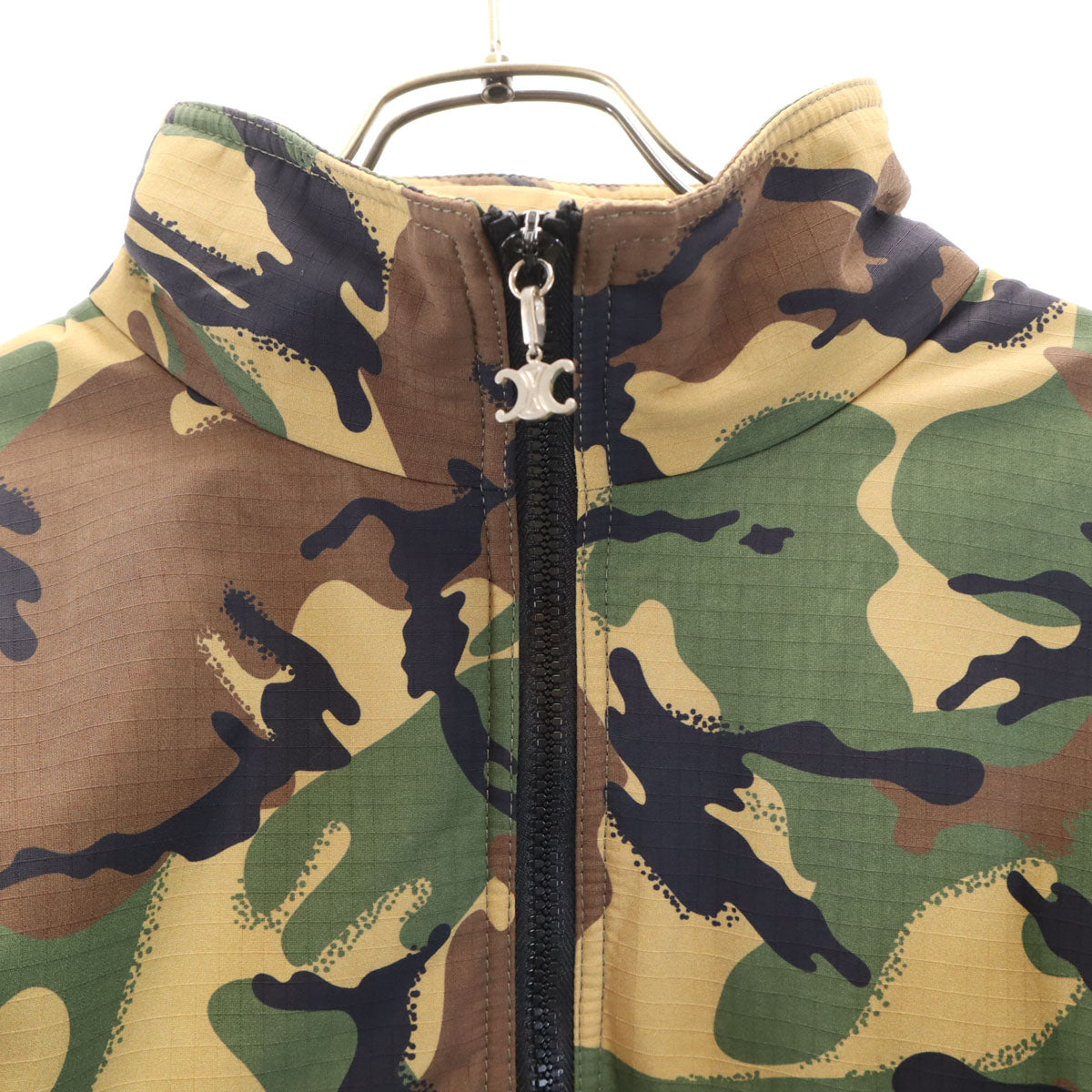 CELINE Camo Panel Half-Zip Bi-Material Jacket Black Size 48