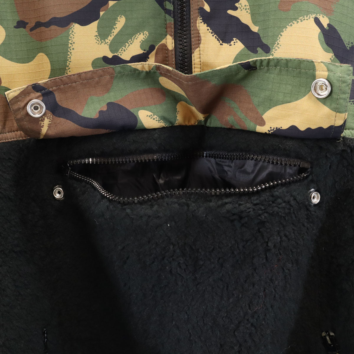 CELINE Camo Panel Half-Zip Bi-Material Jacket Black Size 48