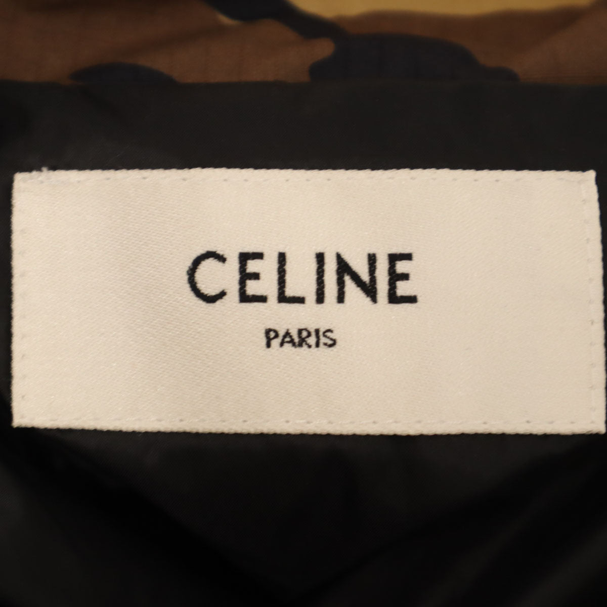 CELINE Camo Panel Half-Zip Bi-Material Jacket Black Size 48