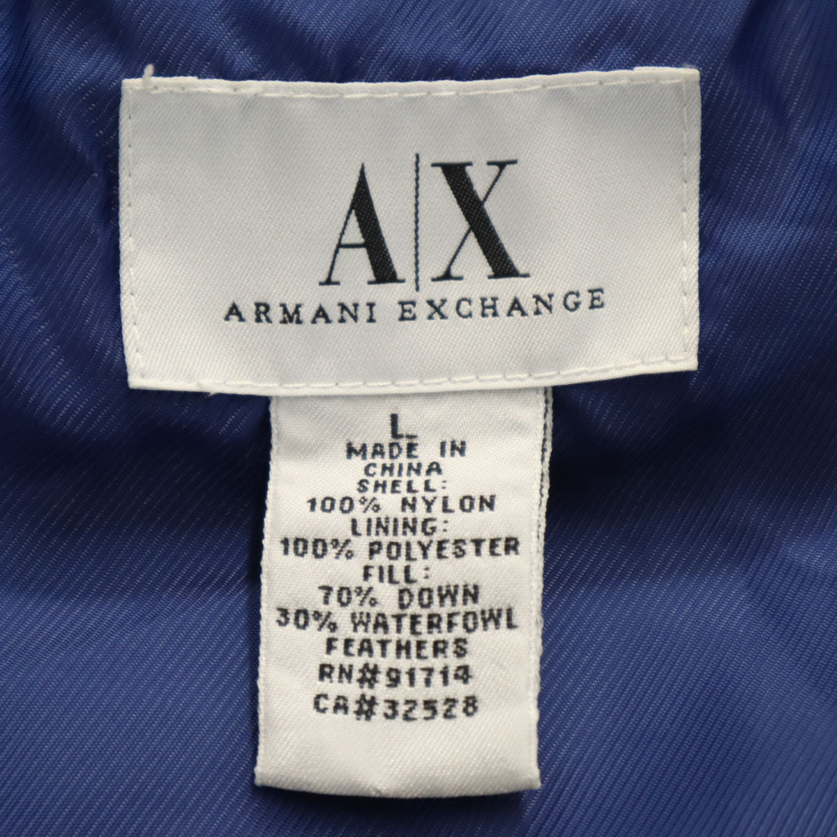ARMANI EXCHANGE 90s Down Jacket Blue Size L