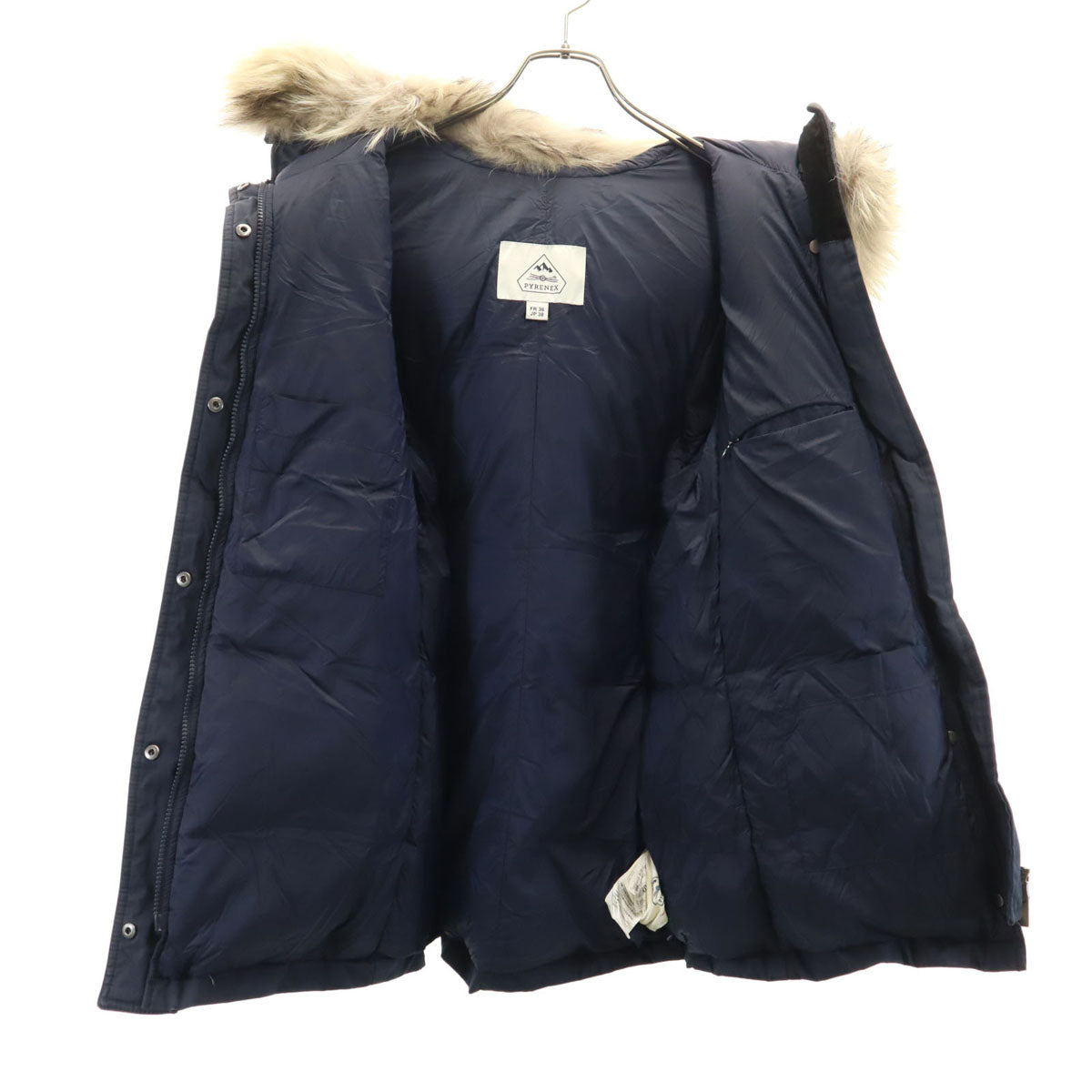 Pyrenex Raccoon Fur Trim Down Jacket Blue Size 38