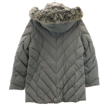 BALMAIN Gray Down Coat w/ Blue Fox Fur Trim Size L