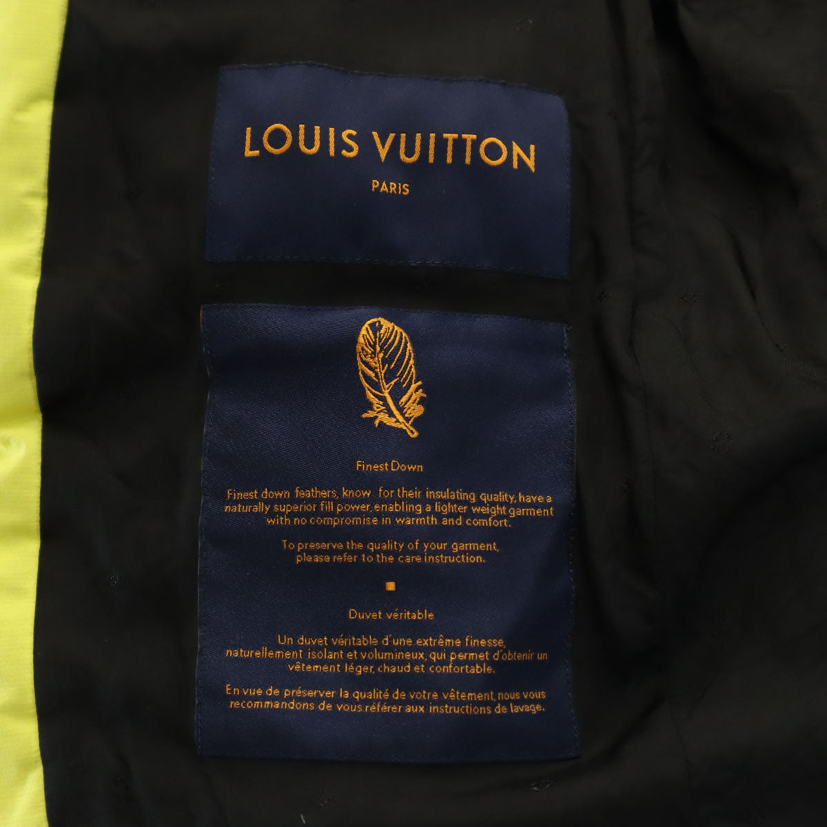 LOUIS VUITTON French Down Jacket Yellow Size 44