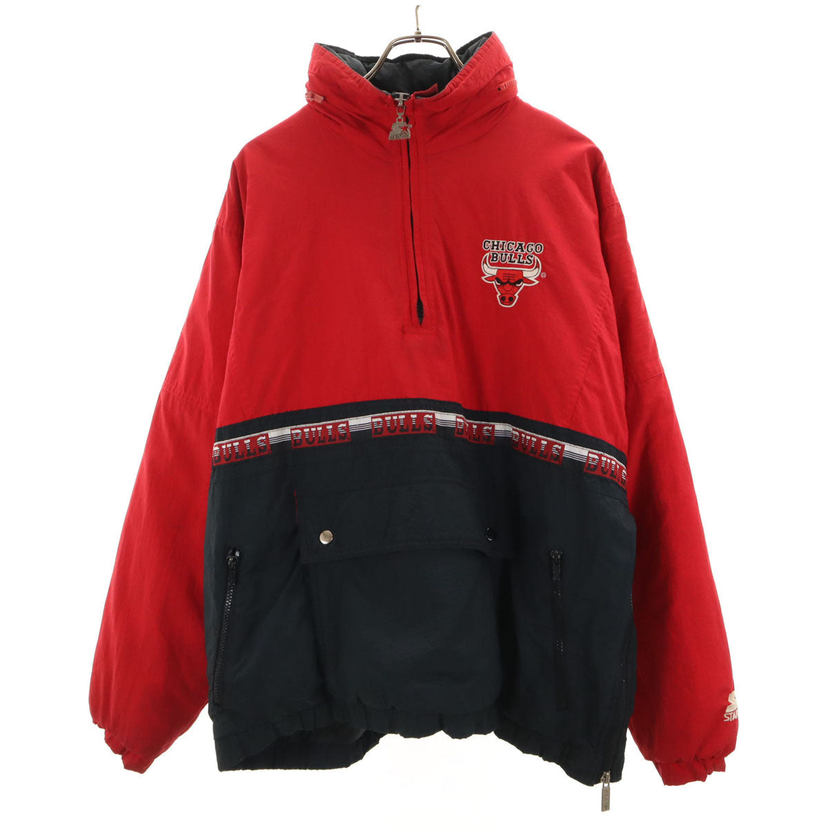 STARTER 90s NBA Chicago Bulls Half-Zip Jacket Red Size L