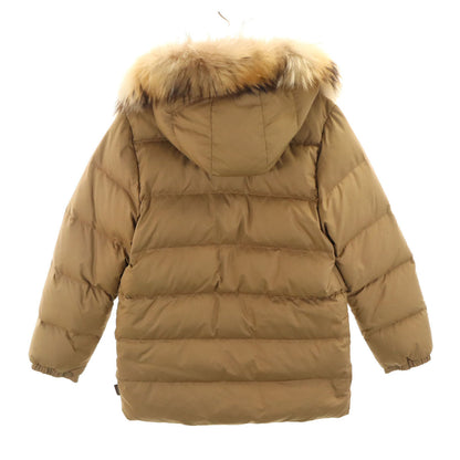 MONCLER Fur Trimmed Down Jacket Khaki Beige Size 0 0