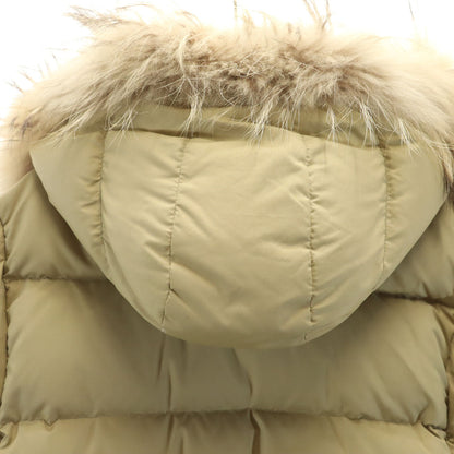 MONCLER Raccoon Fur Trim Down Jacket Beige