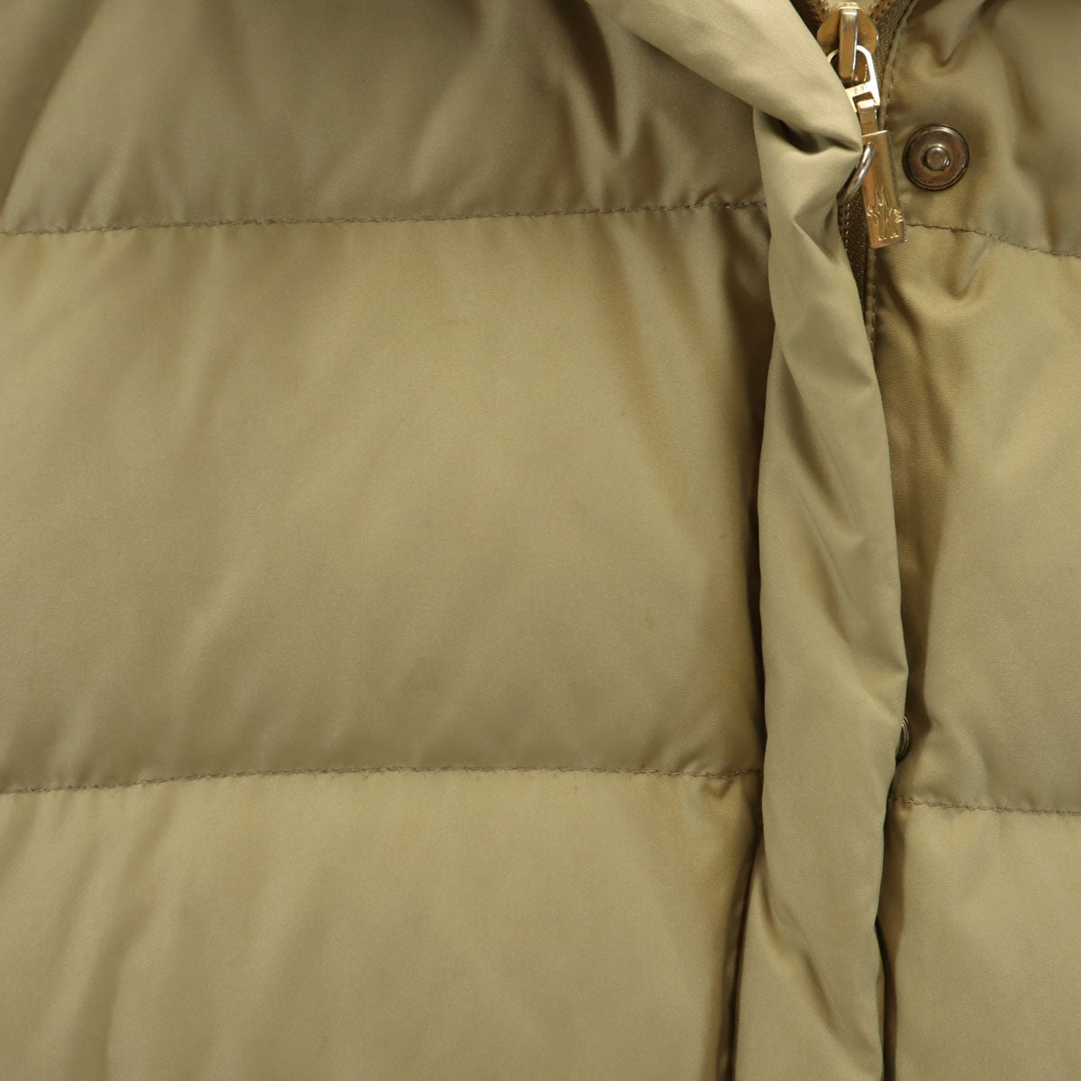 MONCLER Raccoon Fur Trim Down Jacket Beige