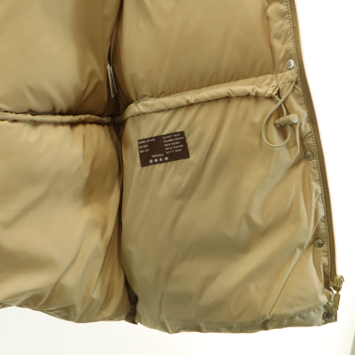 MONCLER Raccoon Fur Trim Down Jacket Beige