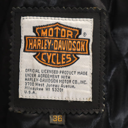 HARLEY DAVIDSON Leather Single Rider Jacket Black Size 36