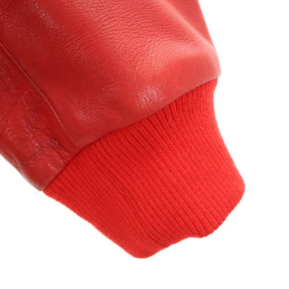 PINK HOUSE Varsity Jacket w/ Patches & Leather Trim Red