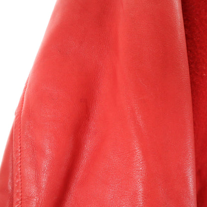 PINK HOUSE Varsity Jacket w/ Patches & Leather Trim Red