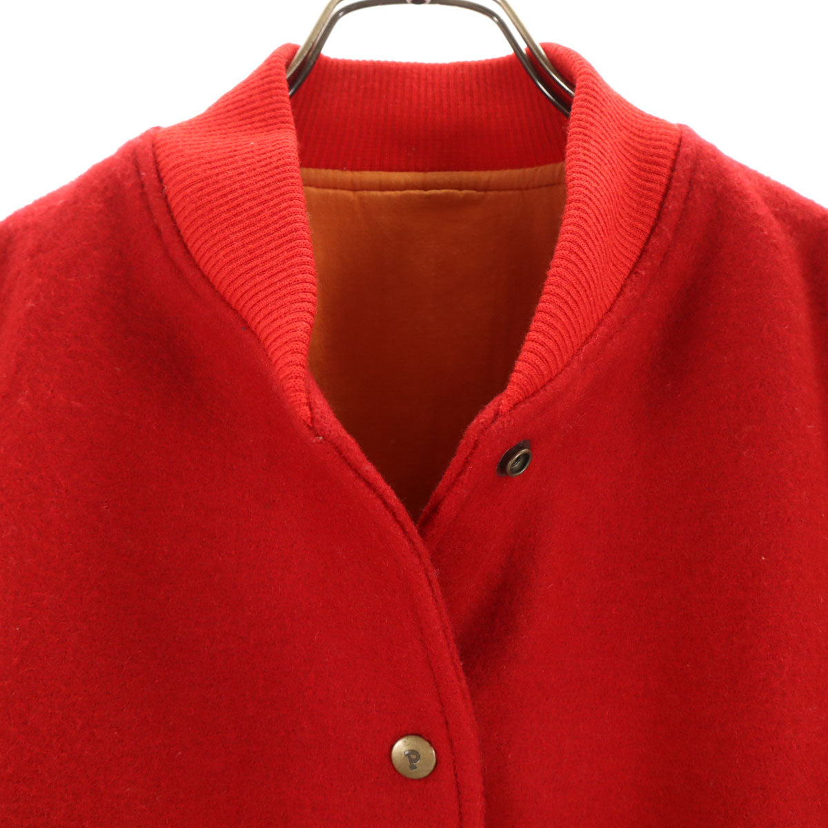 PINK HOUSE Varsity Jacket w/ Patches & Leather Trim Red