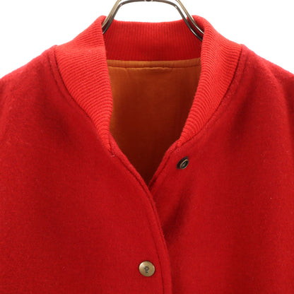 PINK HOUSE Varsity Jacket w/ Patches & Leather Trim Red