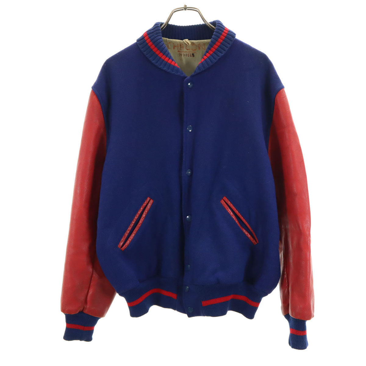 LASLEY KNITTING 60s Vintage Wool Varsity Jacket Navy Size 44