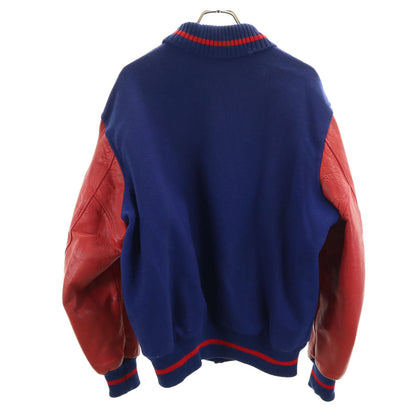 LASLEY KNITTING 60s Vintage Wool Varsity Jacket Navy Size 44