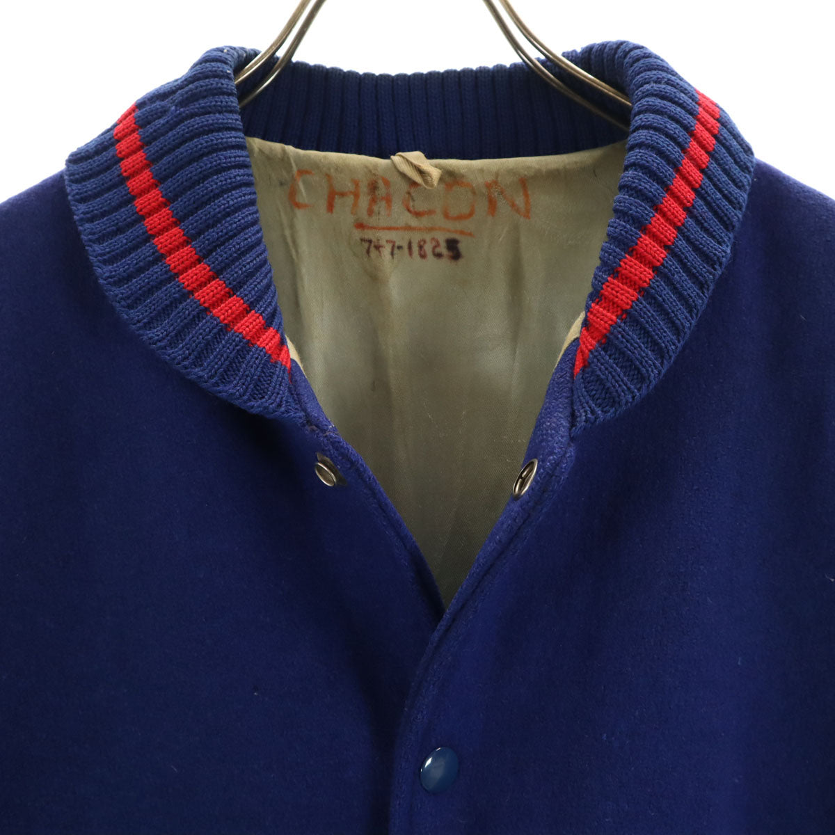 LASLEY KNITTING 60s Vintage Wool Varsity Jacket Navy Size 44