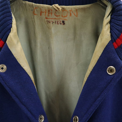 LASLEY KNITTING 60s Vintage Wool Varsity Jacket Navy Size 44