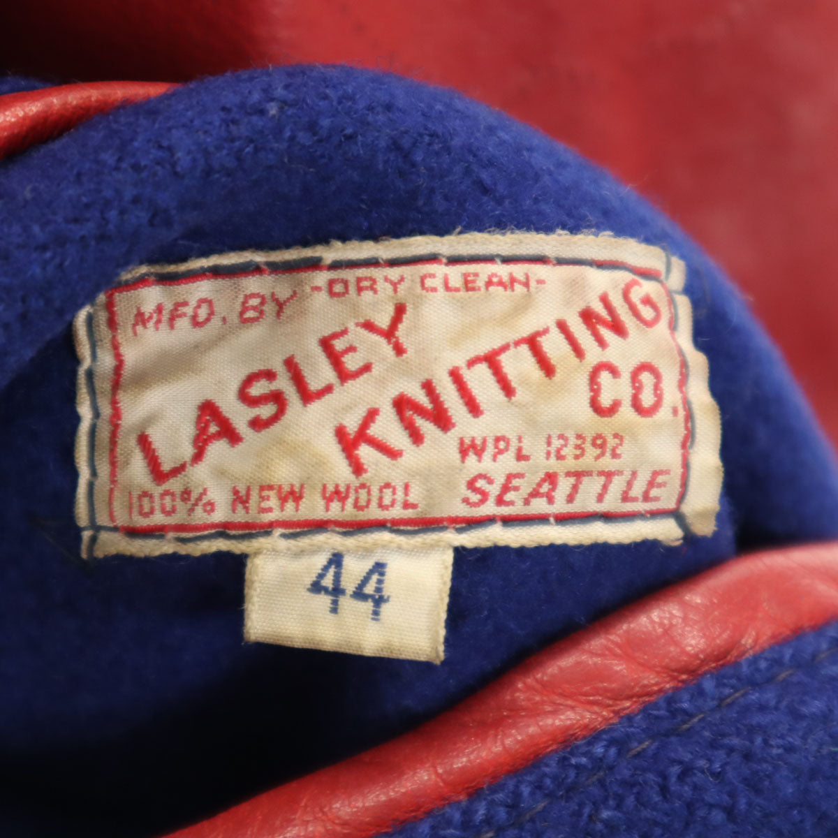 LASLEY KNITTING 60s Vintage Wool Varsity Jacket Navy Size 44