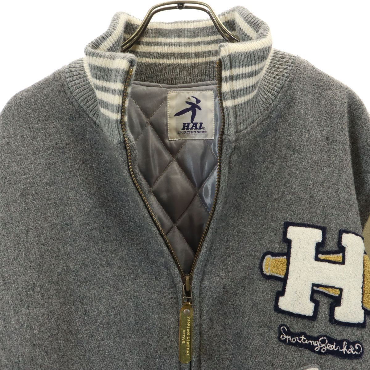 HAI SPORTING GEAR Leather Trim Varsity Gray Size M
