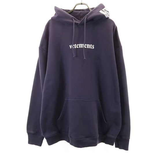 VETEMENTS Barcode Patch Pullover Hoodie Navy Size M