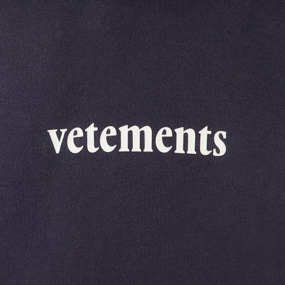 VETEMENTS Barcode Patch Pullover Hoodie Navy Size M
