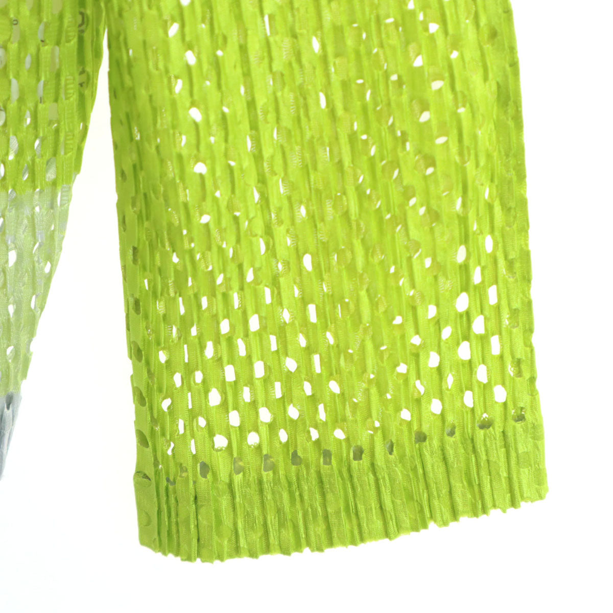 PLEATS PLEASE Mesh Long Sleeve Blouse Yellow Green Size JP 5
