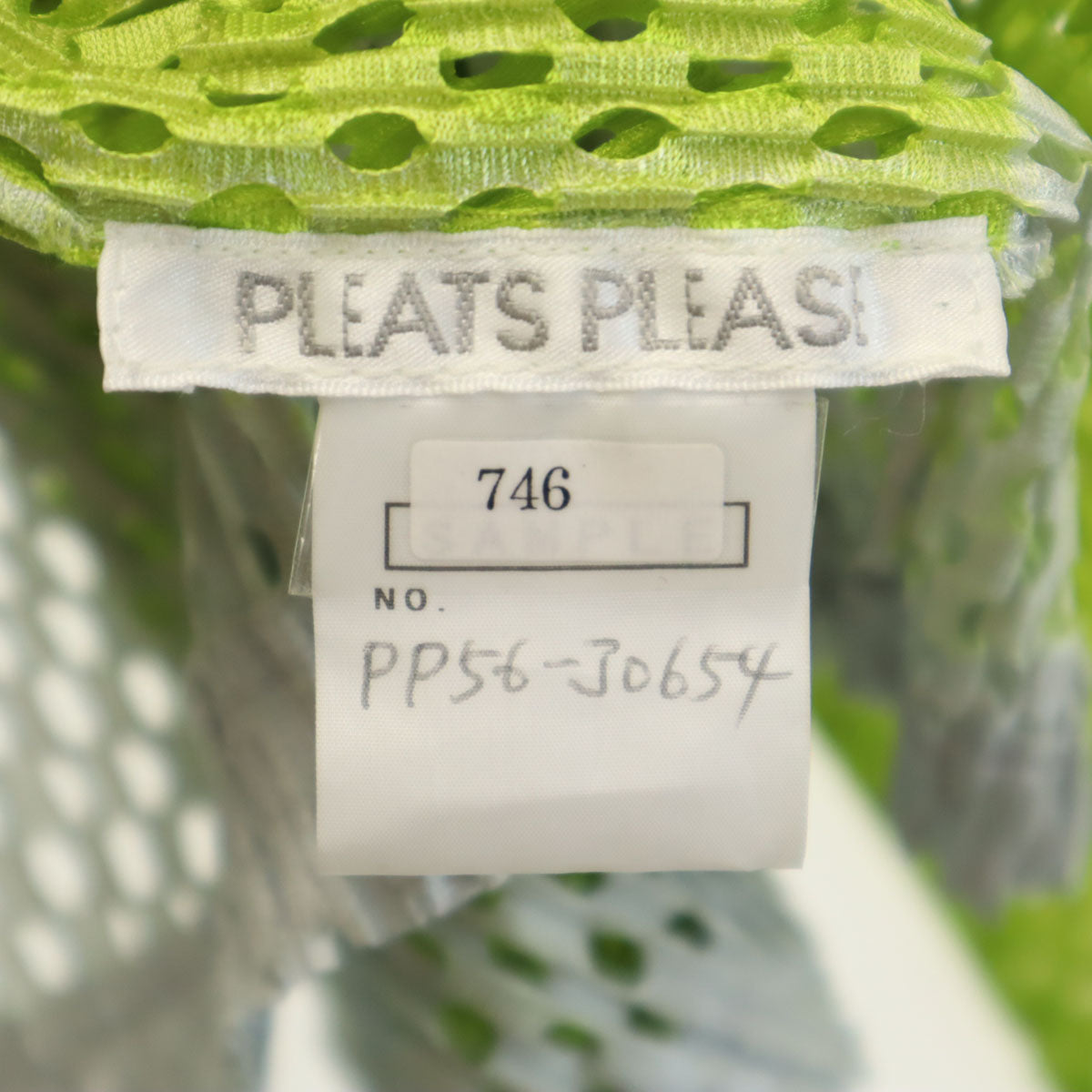 PLEATS PLEASE Mesh Long Sleeve Blouse Yellow Green Size JP 5