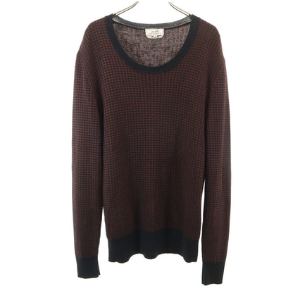 HERMES Italian Silk Blend Houndstooth Sweater Brown Size M