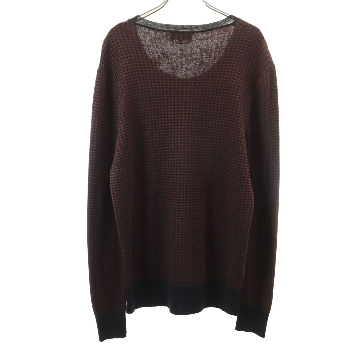 HERMES Italian Silk Blend Houndstooth Sweater Brown Size M