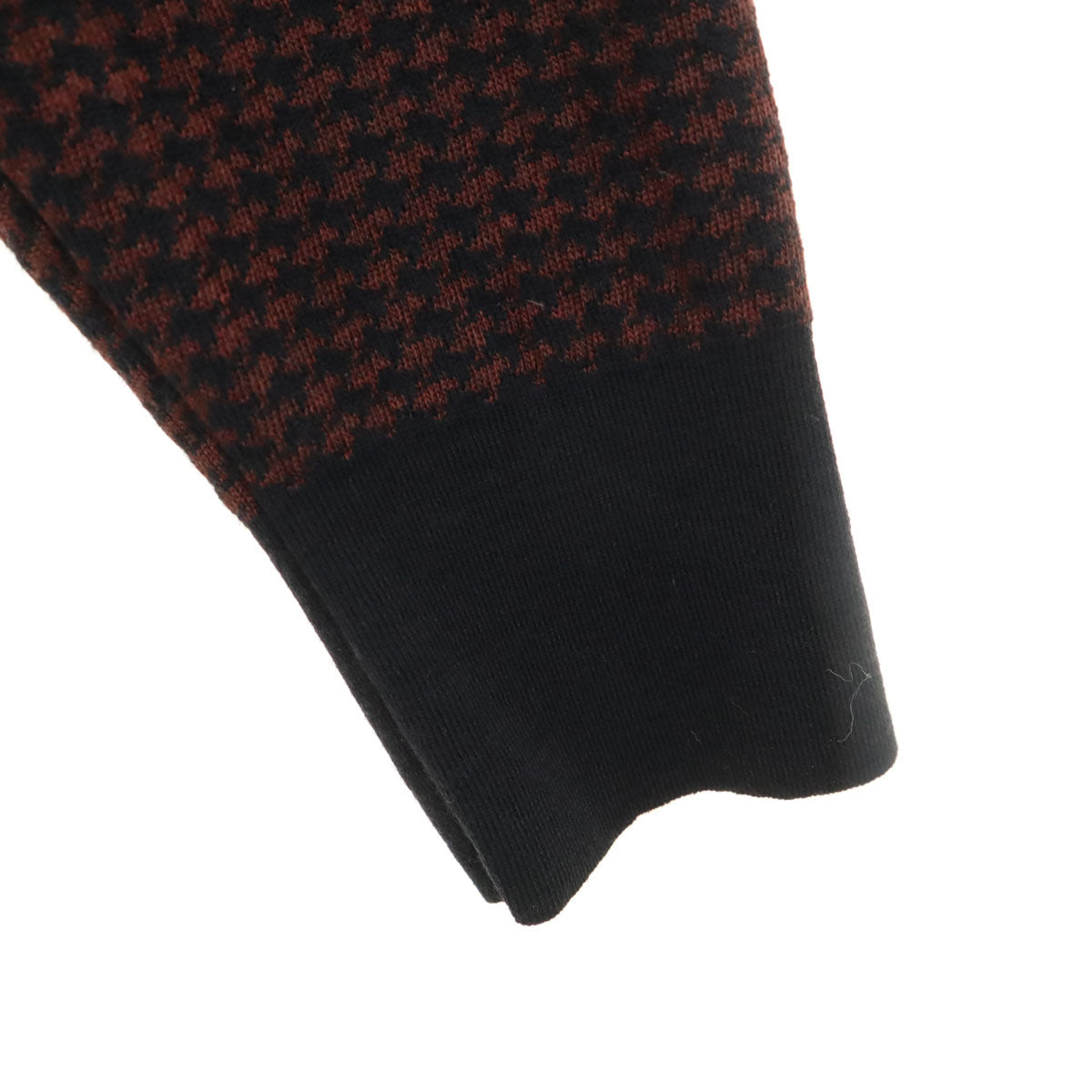 HERMES Italian Silk Blend Houndstooth Sweater Brown Size M