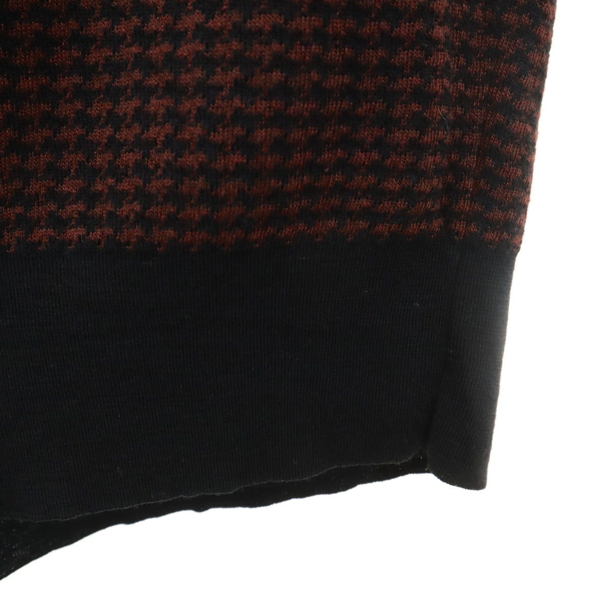 HERMES Italian Silk Blend Houndstooth Sweater Brown Size M