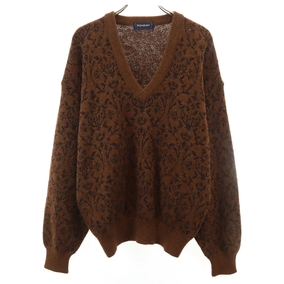YVES SAINT LAURENT 90s All-Over Pattern Sweater Brown Size M