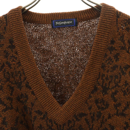 YVES SAINT LAURENT 90s All-Over Pattern Sweater Brown Size M