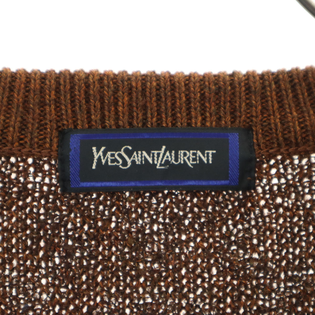 YVES SAINT LAURENT 90s All-Over Pattern Sweater Brown Size M