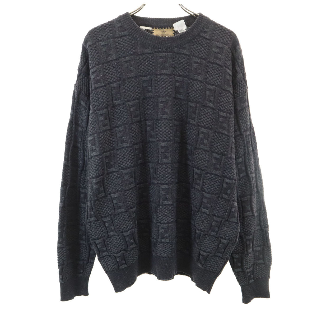FENDI CLUB 90s Italian Zucca Pattern Sweater Gray Size 50/M