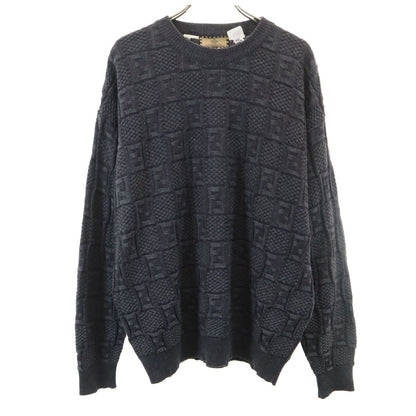 FENDI CLUB 90s Italian Zucca Pattern Sweater Gray Size 50/M
