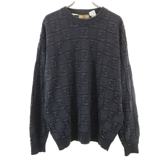 FENDI CLUB 90s Italian Zucca Pattern Sweater Gray Size 50/M