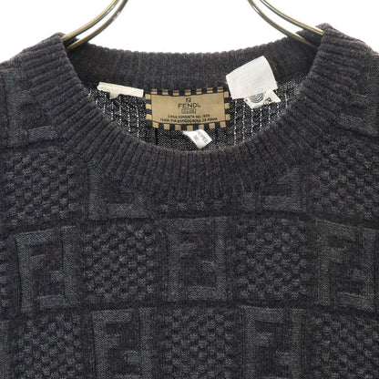 FENDI CLUB 90s Italian Zucca Pattern Sweater Gray Size 50/M