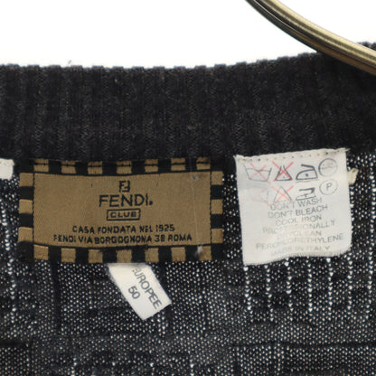 FENDI CLUB 90s Italian Zucca Pattern Sweater Gray Size 50/M