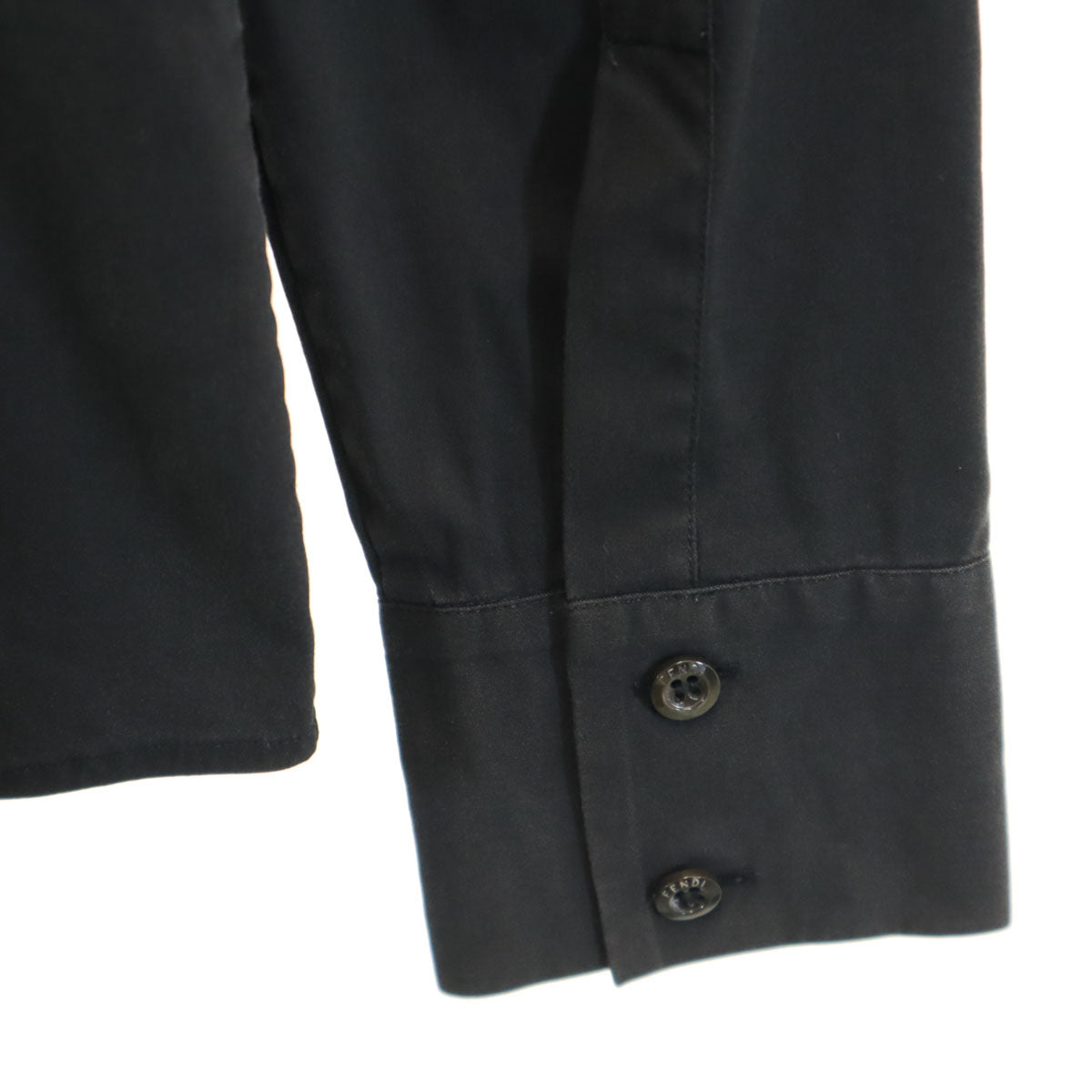 FENDI Italian Cotton Long Sleeve Button-Up Black Size 42